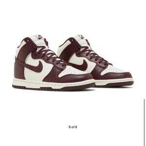 Burgundy high top Nike dunks